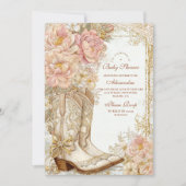 Westerne Cowgirl Boots Floral Baby shower Kaart (Voorkant)