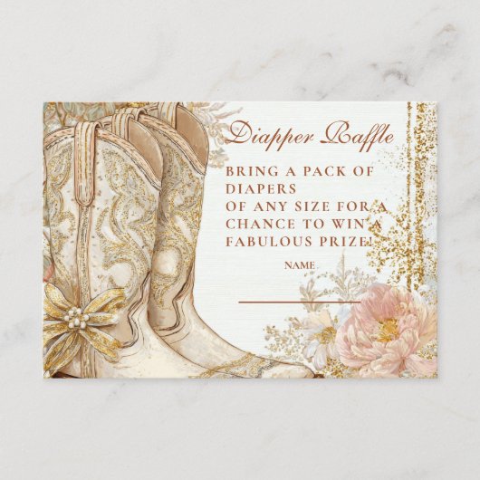 Westerne Cowgirl Boots Floral Diapper Raffle Informatiekaartje (Voorkant)