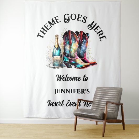 Westerne cowgirl boots iriserende mousserende wijn wandkleed (In situ)