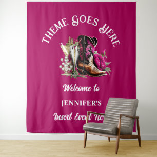 Westerne cowgirl boots magenta pioen bubbly chic wandkleed