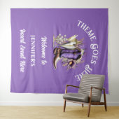 Westerne cowgirl boots paarse bloemenbubbels chic wandkleed (In Situ (horizontaal))