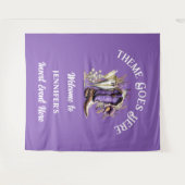 Westerne cowgirl boots paarse bloemenbubbels chic wandkleed (Voorkant (horizontaal))