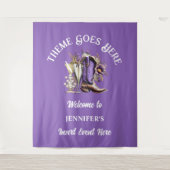 Westerne cowgirl boots paarse bloemenbubbels chic wandkleed (Voorkant)