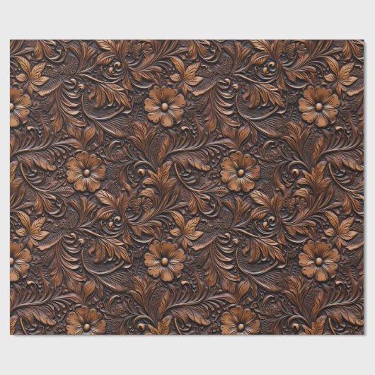 Westerne Cowgirl bruine bloemen Cadeaupapier (Vlak)