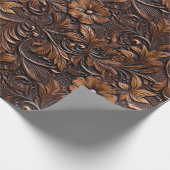 Westerne Cowgirl bruine bloemen Cadeaupapier (Hoek)