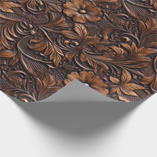 Westerne Cowgirl bruine bloemen Cadeaupapier (Hoek)