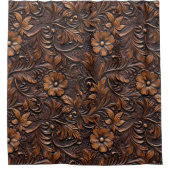 Westerne Cowgirl bruine bloemen Douchegordijn (Voorkant)