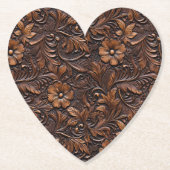 Westerne Cowgirl bruine bloemen Kartonnen Onderzetters (Voorkant)