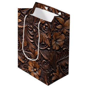 Westerne Cowgirl bruine bloemen Medium Cadeauzakje