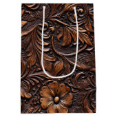 Westerne Cowgirl bruine bloemen Medium Cadeauzakje (Achterkant)