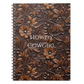 Westerne Cowgirl bruine bloemen Notitieboek (Voorkant)