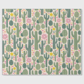 Westerne Cowgirl Cactus Desert Bloemenpatroon Cadeaupapier (Vlak)