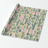 Westerne Cowgirl Cactus Desert Bloemenpatroon Cadeaupapier (Uitgerold)