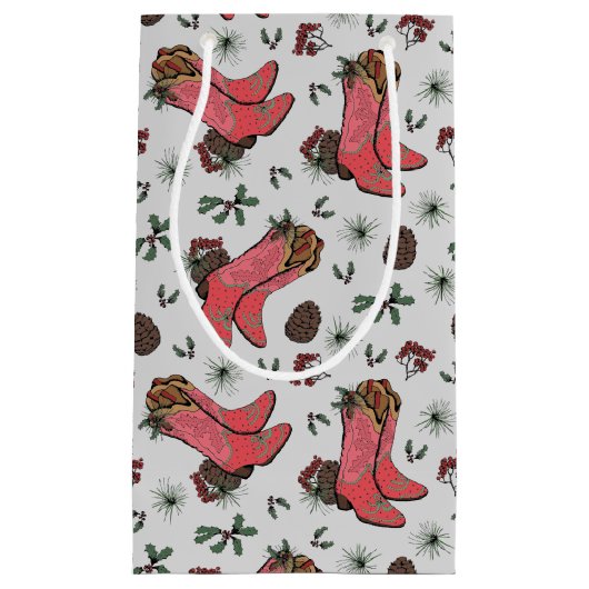 Westerne Cowgirl Christmas Pink en Groen Klein Cadeauzakje (Voorkant)