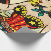 Westerne Cowgirl Comics Cadeaupapier (Hoek)