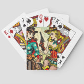 Westerne Cowgirl Comics Pokerkaarten (Achterkant)