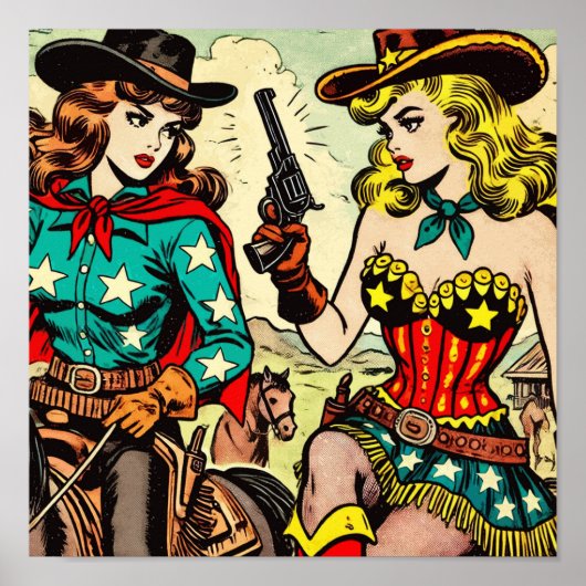  Westerne Cowgirl Comics Poster (Voorkant)