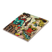 Westerne Cowgirl Comics Tegeltje (Zijkant)