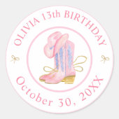 Westerne Cowgirl Coquette Verjaardag Sticker (Voorkant)