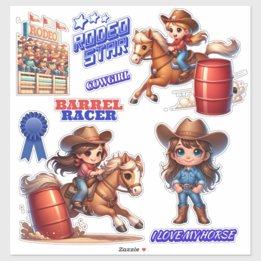 Westerne Cowgirl Country Barrel Racer Sticker (Vel)