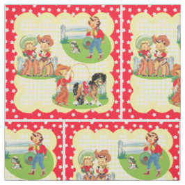Westerne Cowgirl Cowboy Kinder paarse fabric Stof