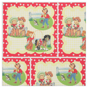 Westerne Cowgirl Cowboy Kinder paarse fabric Stof