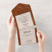 Westerne Cowgirl Cowboy Tan Brown Bohemian All In One Uitnodiging (Afscheurbaar)