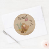 Westerne Cowgirl Coyote Happy Trails Bedankt Ronde Sticker (Envelop)