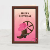 Westerne Cowgirl Custom Birthday Kaart (Voorkant)