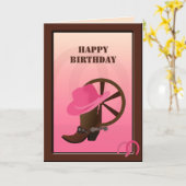 Westerne Cowgirl Custom Birthday Kaart (Gele Bloem)