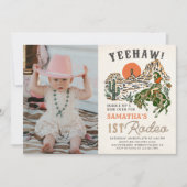 Westerne cowgirl eerste rodeo 1e verjaardag foto kaart (Voorkant)