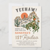 Westerne Cowgirl Eerste Rodeo 1e Verjaardag Kaart (Voorkant)