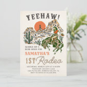 Westerne Cowgirl Eerste Rodeo 1e Verjaardag Kaart (Staand voorkant)