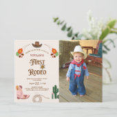 Westerne Cowgirl Eerste Rodeo Foto Verjaardag Kaart (Staand voorkant)