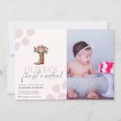 Westerne cowgirl eerste verjaardag kaart (Voorkant)