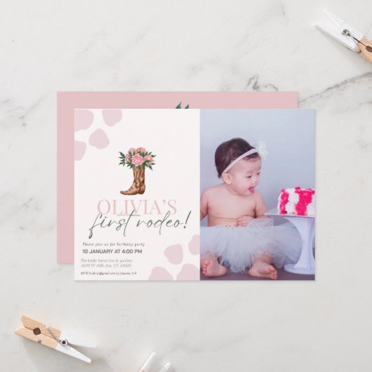 Westerne cowgirl eerste verjaardag kaart (Voorkant / Achterkant in situ)