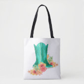 Westerne cowgirl en bloemen Canvas tas (Voorkant)