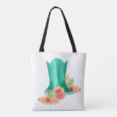 Westerne cowgirl en bloemen Canvas tas (Achterkant)