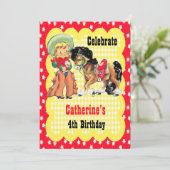 Westerne cowgirl en paard verjaardagsfeestje uitno kaart (Staand voorkant)