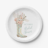 Westerne Cowgirl Floral Boots Shower Papieren Bordje (Voorkant)