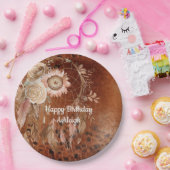 Westerne Cowgirl Floral Dream Catcher Verjaardag Papieren Bordje (Feest)