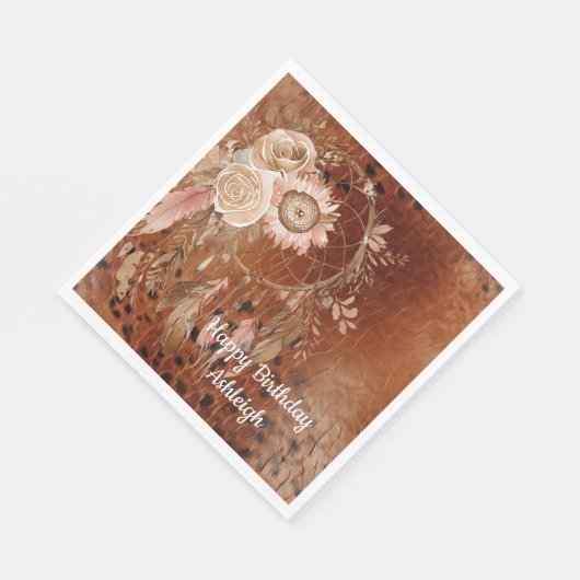 Westerne Cowgirl Floral Dream Catcher Verjaardag Servet (Hoek)