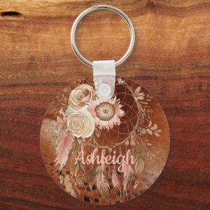 Westerne Cowgirl Floral Dream Catcher Verjaardag Sleutelhanger