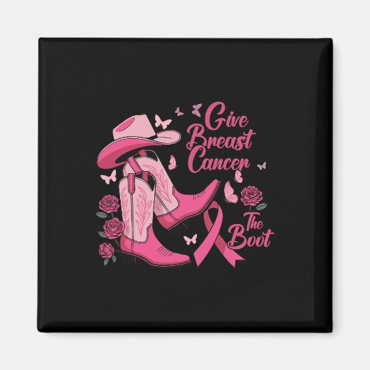 Westerne Cowgirl Geef Borstkanker De Boot Aware Magneet (Voorkant)