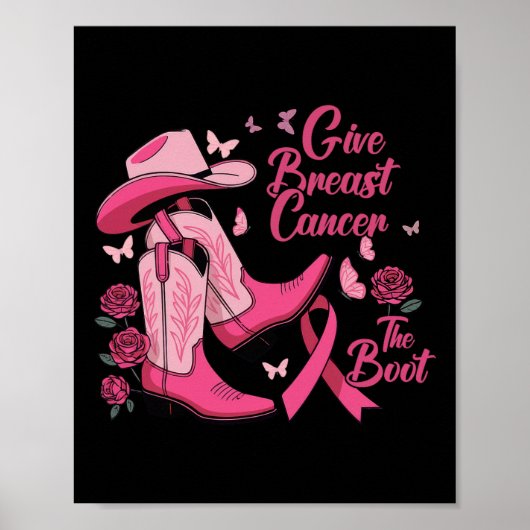 Westerne Cowgirl Geef Borstkanker De Boot Aware Poster (Voorkant)