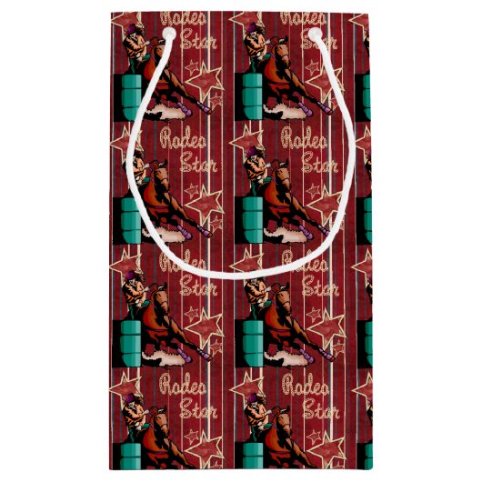 Westerne Cowgirl Gift Bag Rodeo Barrel Racer Klein Cadeauzakje (Achterkant)