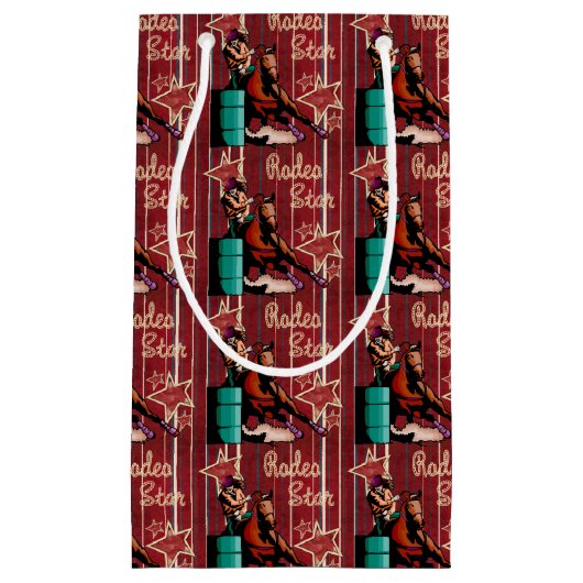Westerne Cowgirl Gift Bag Rodeo Barrel Racer Klein Cadeauzakje (Voorkant)