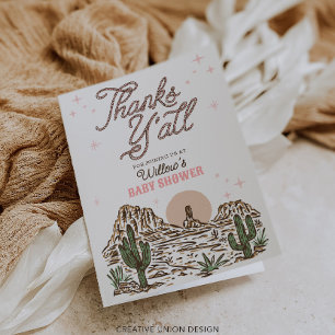 Westerne Cowgirl Girl Baby shower Dank u Kaarten