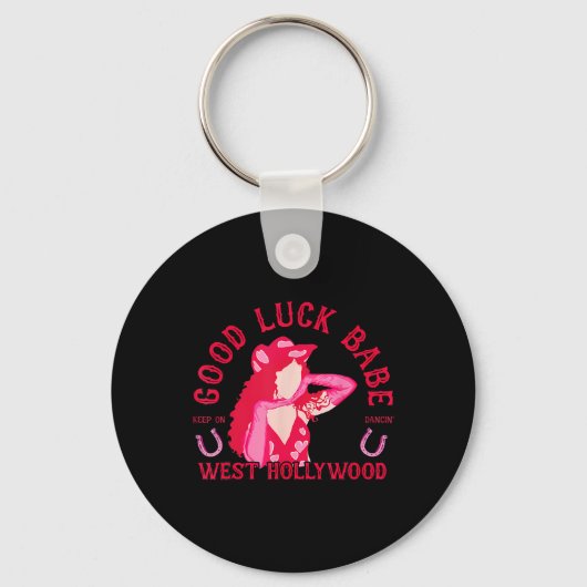 Westerne Cowgirl Good Luck Babe Dancing Disco Coqu Sleutelhanger (Voorkant)