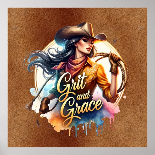 Westerne cowgirl grit grace poster (Voorkant)